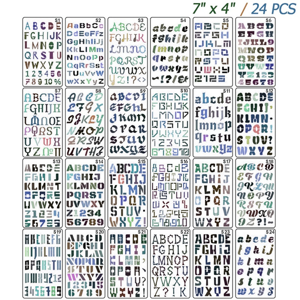 New Version 24PCS/set Letter and Number Stencils Alphabet Stencil for