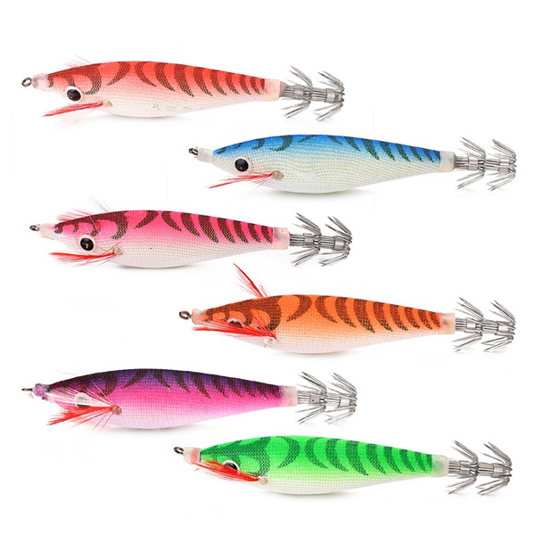 3pcs Squid jig fishing bait shrimp shrimp 3pcs/lot Isca Artificial Fishing  Lures Octopus Wood Shrimp 10cm