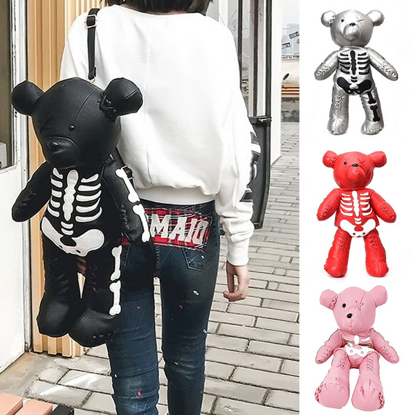 Goth Skeleton Bear Backpack Harajuku Kawaii Cute Bags Punk Style