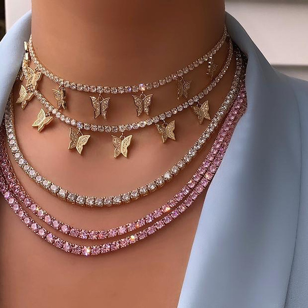 Bling iced out tennis chain gold plated 