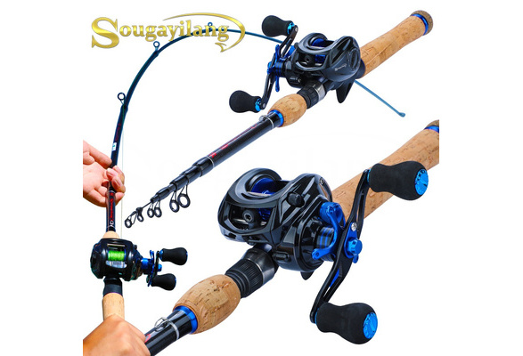 Sougayilang Fishing Rod Reel Combo Travel Fishing Poles with 9+1 BB  Baitcasting Fishing Reel Combos for Freshwater Bass Carp Outdoor Fishing