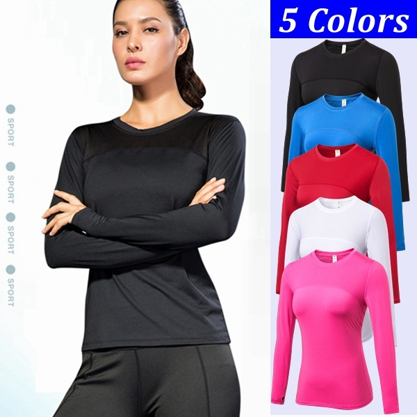 Summer Women Running Tops T-shirt Slimming Gym Compression Tights Sport Top  Fitness Long Sleeve Yoga Shirts Plus Size Yoga Shirt