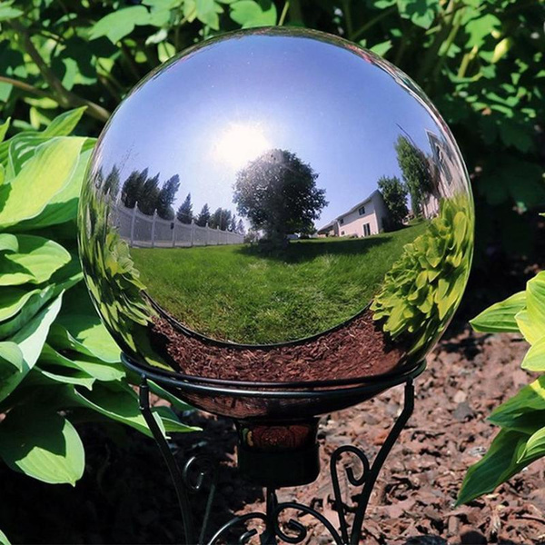 Stainless Steel Silver Mirror Sphere Hollow Ball Home Garden Ornament Decor Wish - Stainless Steel Mirror Sphere Garden Ornament Stainless Steel Silver Mirror Sphere Hollow Ball Home Garden Ornament Decor Wish - Stainless Steel Mirror Sphere Garden Ornament