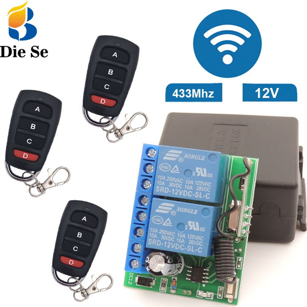 Remote Control 433mhz Wireless Universal Dc 12v 10amp 20w 2ch Rf Relay Receiver And Transmitter For Remote Switch Light Garage Door Wish