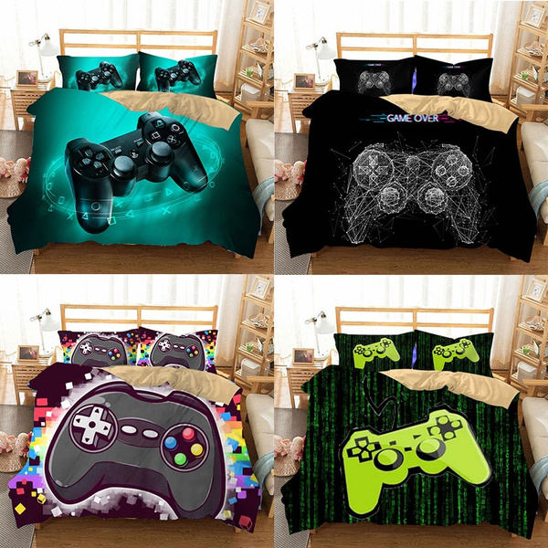 Feelyou Game Gaming Bedding Set Boys Red Camouflage Comforter Set for Kids Boys Girls Video Gamepad Decor Duvet Set Cool Chic Stylish Game Controller Quilt Set Bedroom Collection 2Pcs Twin Size 