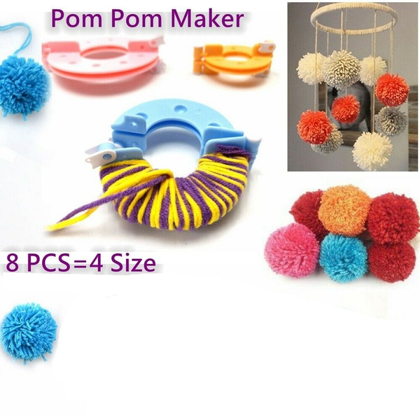 8Pcs 4 Sizes Pompom Maker Fluff Ball Weaver Knitting Crafts Pom-Pom Loom Tool