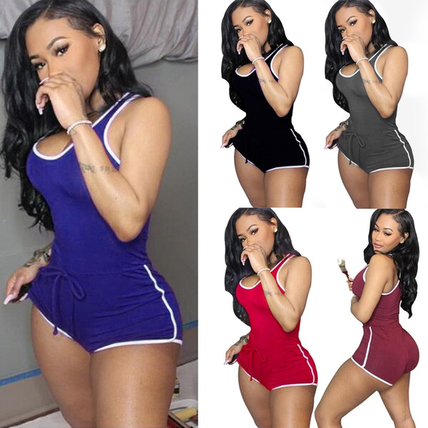 Sexy Women Sleeveless Bodycon Shorts Playsuit Clubwear Sport