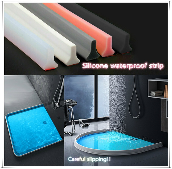 Silicone Shower Water Barrier Stopper Bathroom Waterproof Kitchen Floor  Strip