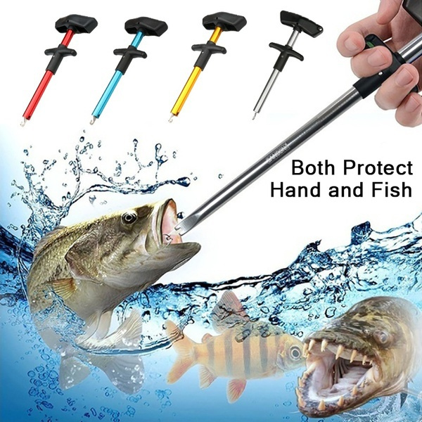 Easy Fishing Hook Remover – T-Handle Squeeze-Out Tool For Deeply Embedded Hooks, Blue Anodized Aluminum