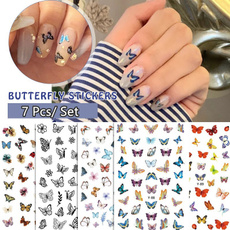 butterfly, water, nail decals, Flowers