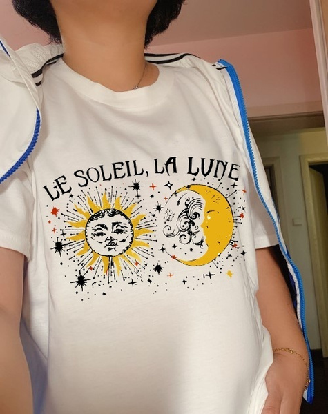 1pcs French Le Soleil La LUNE Sun And Moon Printed T Shirt Women Retro Style Tarot Tee Grunge Aesthetic Shirt Gothic Clothing