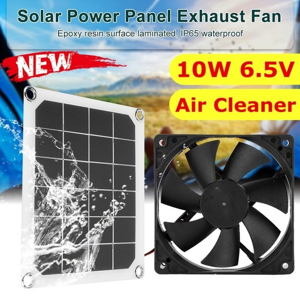EY_ Solar Panel Powered Fan Mini Ventilator for Dog/Chicken House Greenhouse RV