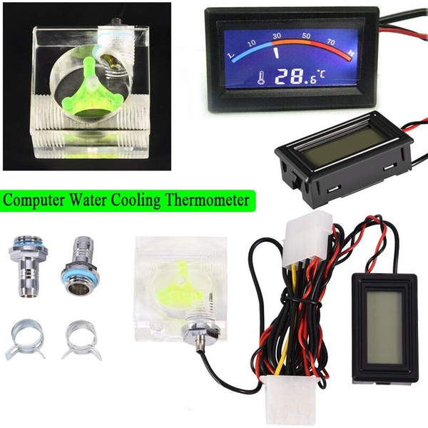 Diy Water Liquid Cooling 3 Way Meter Indicator With Blue Led Thermometer G14 38 Barb Fitting 3172