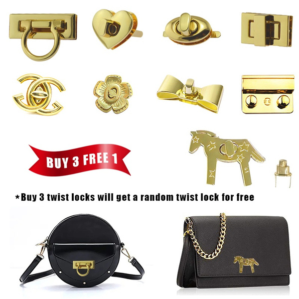 Trimming Shop Oval Shape Twist and Turn Lock Gold Clasp Lock Closures for Bag closer Handbags DIY Projects 21mm x 37mm Clutches Bags Purse 1pc