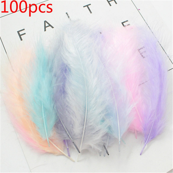 100pcs 4-6 Inches Colorful Real Fluffy Turkey Marabou Feathers for