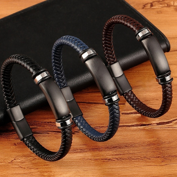 Shining Cubic Zirconia Luxury Bracelets For Men Classic Animal Shape Braid  Leather Bracelet & Bangles Fashion Jewelry 2021