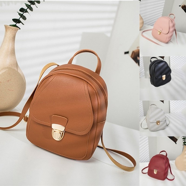 Mini PU Leather Shoulder Bag Small Backpack Multi-Function Ladies