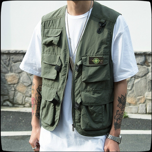material auditoría Recordar 2020 New Stone Island Medal Function Waistcoat Loose Casual Pocket Military  Vest Jacket Unisex | Wish
