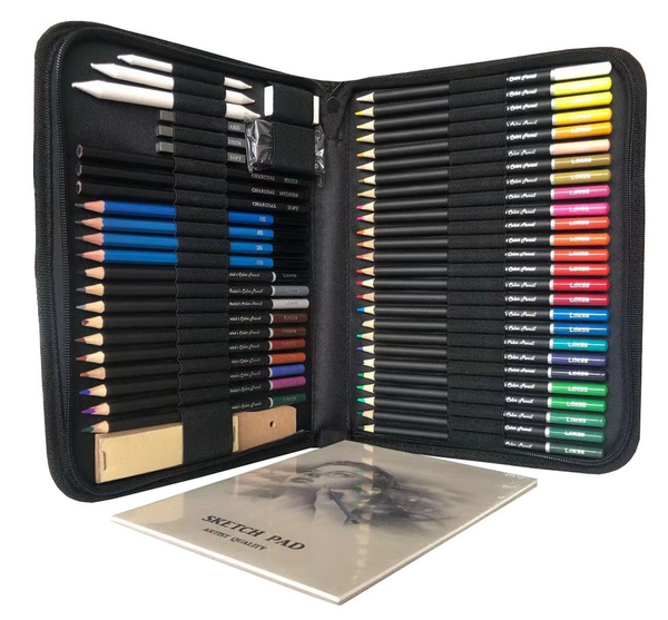 55-Piece Colored Pencils Set, Drawing Pencils and Sketching Kit