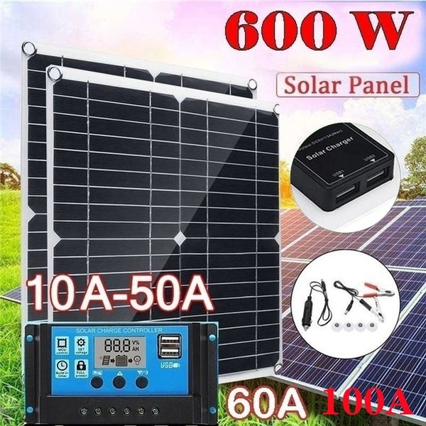 NEW 600W Solar Panel with 100A 12V 24V Controller, PWM Solar Panel Charging Controller for RV