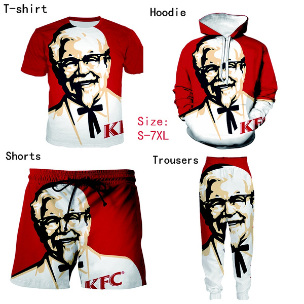 Funny KFC Colonel 3D Print Joggers Pants Men Casual Hoodie Hip Hop Style Clothing Shorts Trousers Set Plus Size