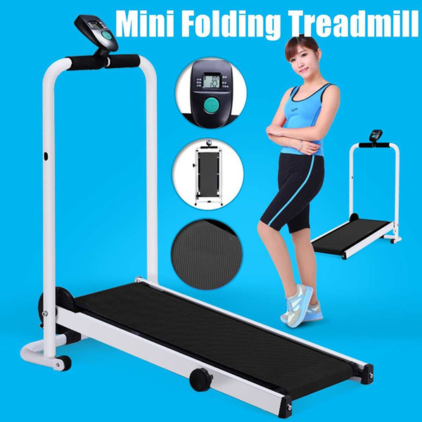 Portable Folding Manual Treadmill Home Gym Cardio Fitness Workout With LCD Blue
