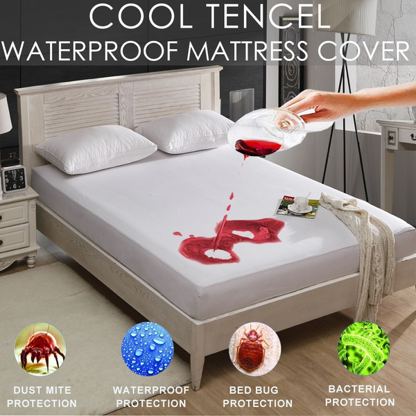 100% Waterproof Pad Tencel Mattress Protector Cover for Bed Wetting Natural  Fabric Reversible Tencel Cotton Cloth | Wish