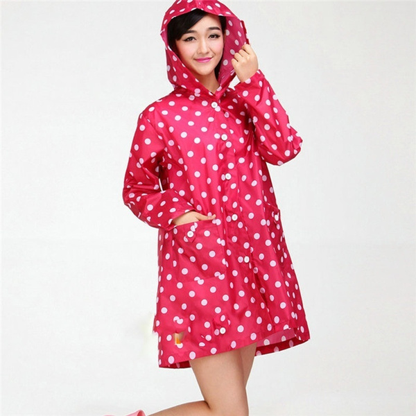 Waterproof Raincoat Women Dot Fashion 