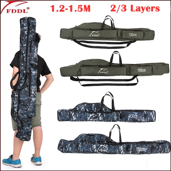 150cm/130cm/120cm Fishing Bag Fishing Rod Carrier Canvas Fishing Pole Tools  Storage Bag Case Fishing Gear Tackle