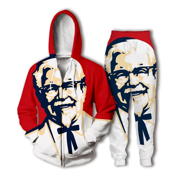 mound Blossom magic Plus Size Zip Hoodie Funny KFC Colonel 3D Print Joggers Pants Men Casual  Hoodie Hip Hop Style Clothing Shorts Trousers Set | Wish
