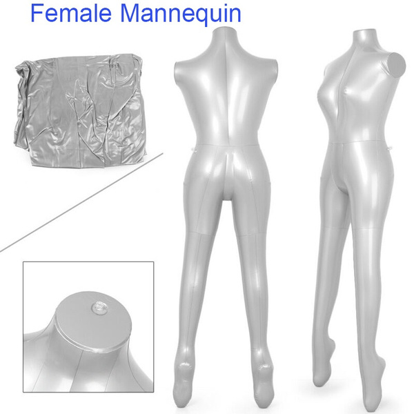 Three T PVC Silver Full Body Woman Female Inflatable Mannequin Dummy Torso Clothes Display Model 