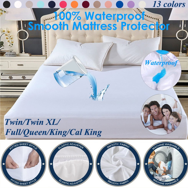 High Quality 100 Waterproof Solid Color Bedding Fitted Sheet With Elastic Band Non Slip Mattress Covers Topper Protector Bedspread Mats Pad Twin Xl Full Queen King Cal Size Wish Waterproof Solid Color, Cal King Bed Fitted Sheets