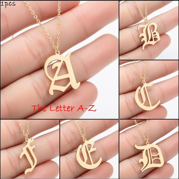 Fashion Todorova Old English Capital Initial A-Z Letter Pendant