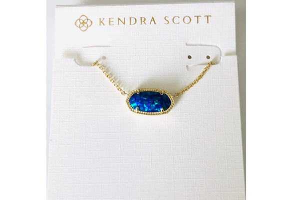 Elisa Gold Pendant Necklace in Cobalt Blue Kyocera Opal | Kendra Scott