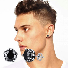 Mens Earrings, Black Earrings, whiteearring, stainless steel earrings