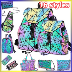 Holographic Rainbow Backpack | Metallic PU Leather Sling Bag For Women & Girls, Adjustable Strap, Daypack For Travel & School