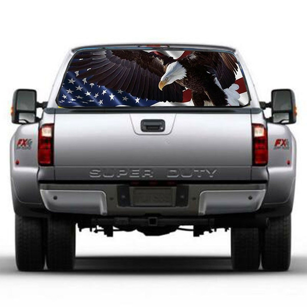 1pc Flag Bald Eagel Painting Rear Window Graphic Decal Truck Van Suv 