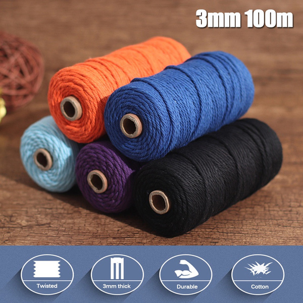 Crafts Macrame Cord Cotton Rope Twisted Braided String 3mm*100m Thread