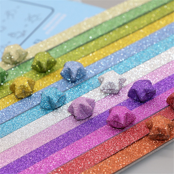 100pcs Origami Paper Glitter Lucky Star Folding paper Strips For Kids