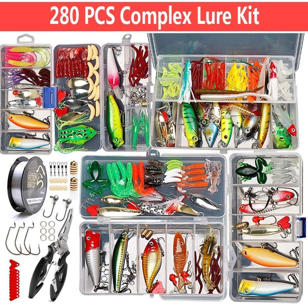 WDG 85Pcs Fishing Lures Kit, Bass Trout Fishing Baits Accessories Including  Lures Hook, Plastic Worms, Crank Bait, Top Water Lures, Fishing Pliers