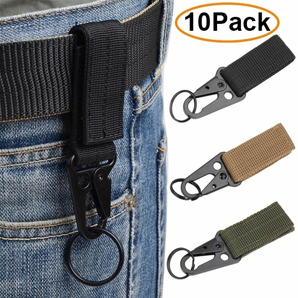 Tactical Molle Bag Hanging Belt Carabiner Hooks Metal Webbing Buckle Strap Clips 