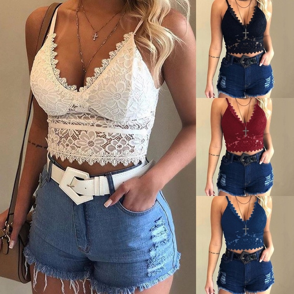 Crop Tops Yushutiff Rhinestones Lace Women Corset Summer Push Up Bra Camis  Cropped Bralette Female Bustier Femme Mujer Clothes – the best products in  the Joom Geek online store