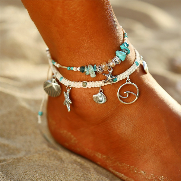 Boho ocean hot sale wave anklet