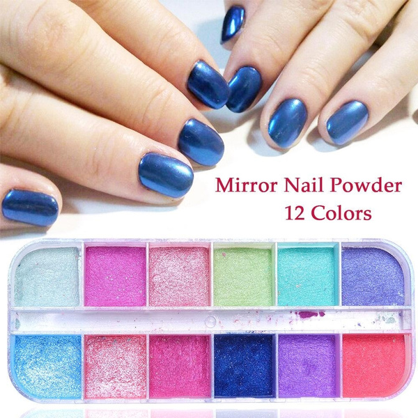 12 Colors Chrome Mirror Effect Nail Powder Pigment Glitter Nail Powder  Super Shining Nail Art Manicure Decoration 