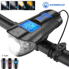 4 Mode Outdoor LED Bike Light USB Rechargeable Bicycle Front Light Cycle Headlight with Bicycle Speedometer Odometer Display Fits All Mountain & Road Bike