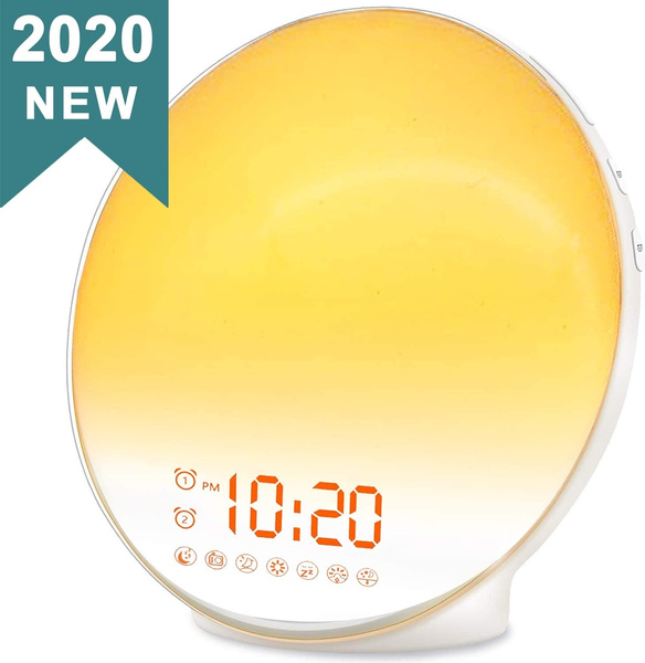 Wake Up Light,CestMall Alarm Clocks Stepless Dimming LED Night Light with Touch Control Sunrise Sunset Simulator Adjustable 7 Color Snooze Alarm Clock Bedside Lamp Ideal for Bedroom Gift 