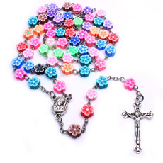 catholic, rosary, Joyería de pavo reales, crossjewelry