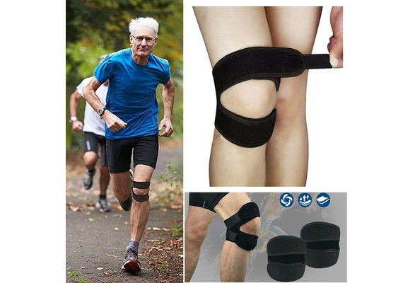 Black Knee Brace Adjustable Sports Patella Leg Velcro Straps Knee Support  Summer Baseball Soccer Hiking Running Brace Wrap Protector Pad for Men/Women