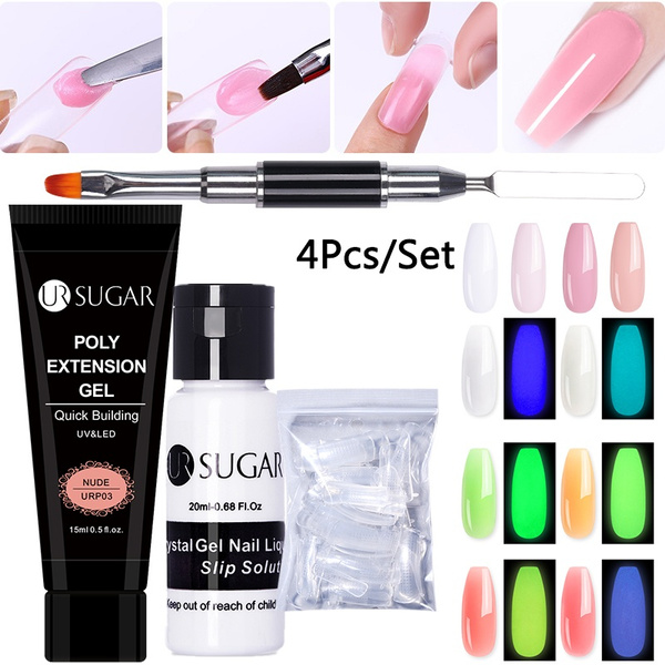 UR SUGAR 4Pcs Poly Extension Gel Kit LED Clear UV Gel Varnish Quick  Building For Nails Extensions | Wish