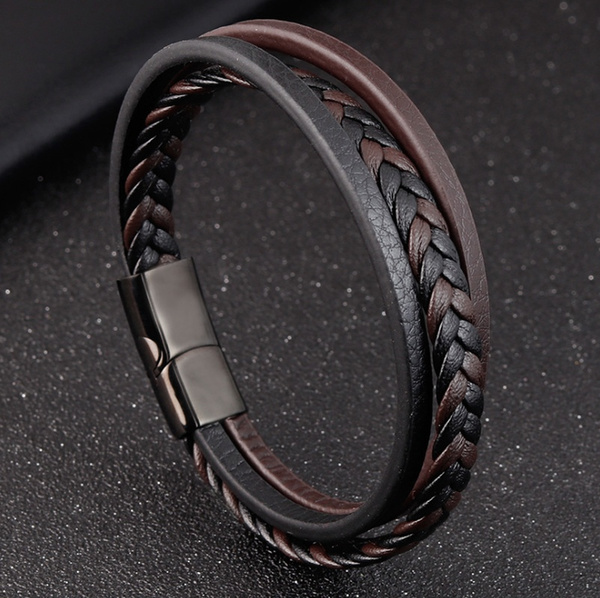 New Design Multi-layers Handmade Braided Genuine Leather Bracelet ...
